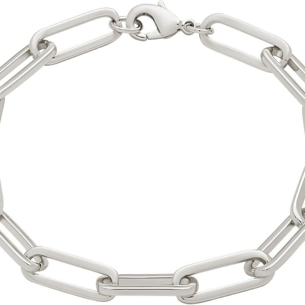 Silver Plated Chunky Chain Link Bracelet 7.5" Hypoallergenic Jewelry